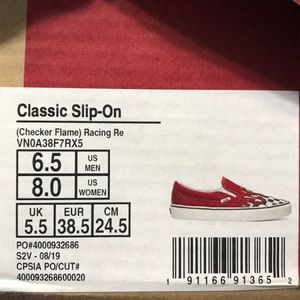 Slip-on (checker flames) racing red vans